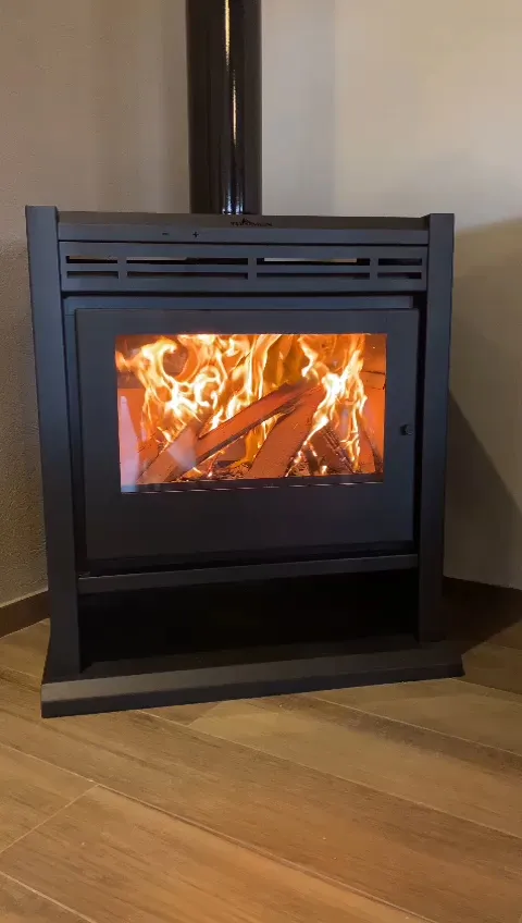 Estufa encendida con leña