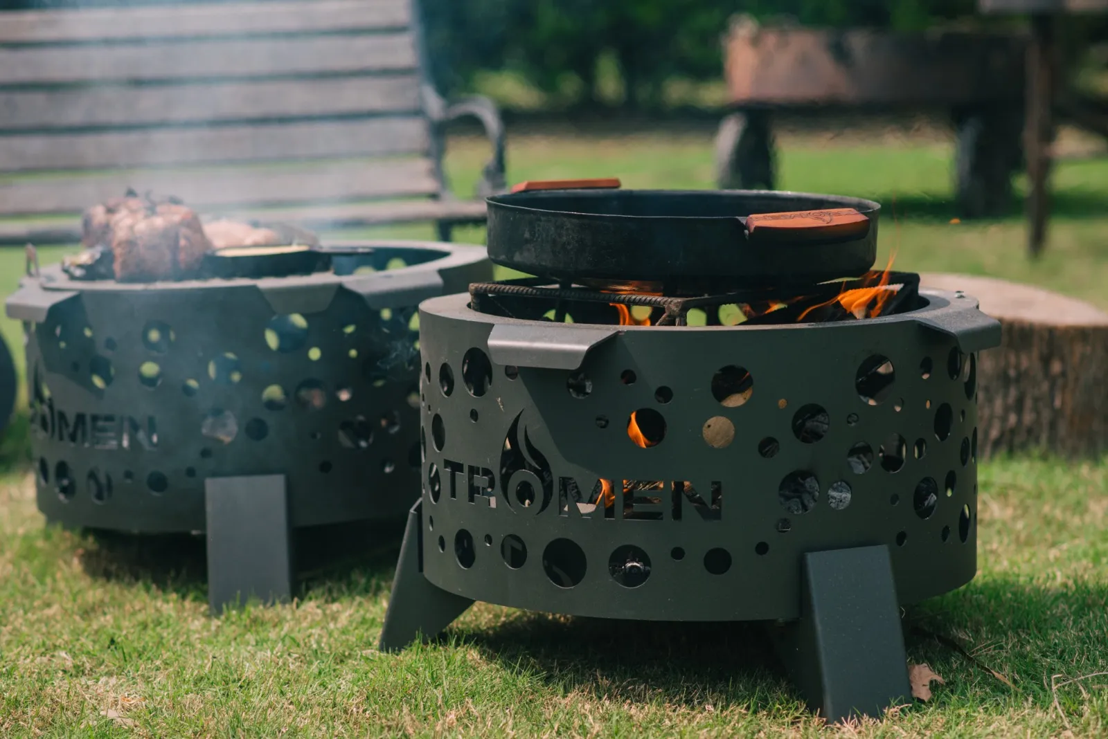 Small stoker warming up a Plow Disc Enameled