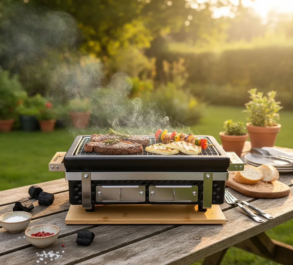 Hot food on a Rectangular Portable Ceramic Oven